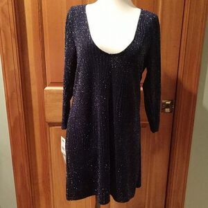 lMidnight Blue Slinky Sparkling Dress